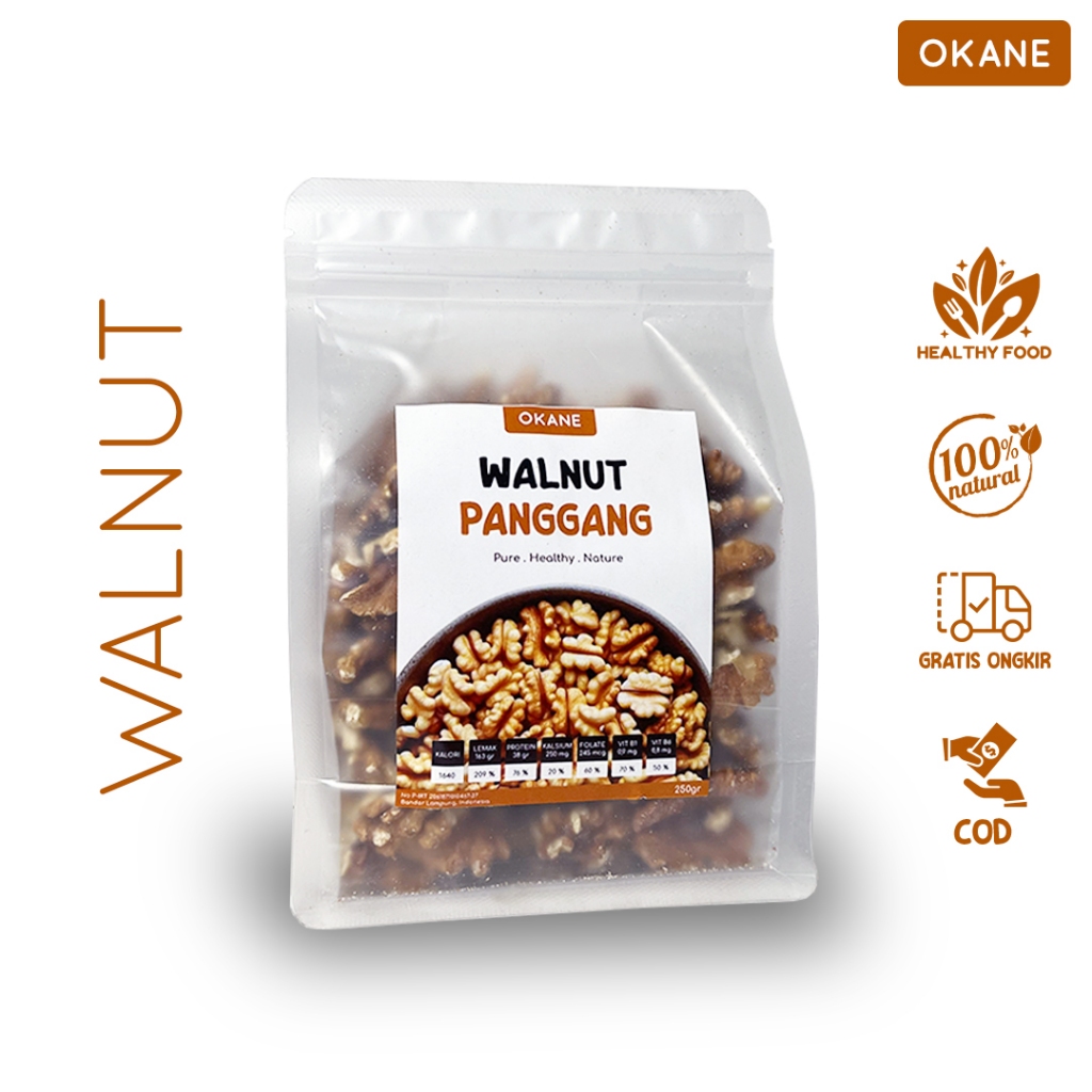 

Kacang Walnut Panggang Okane 250 gr / Roasted walnut 250 gr / Kacang otak panggang