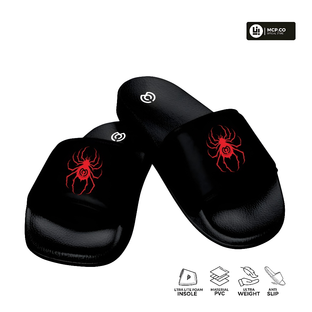 DRS - Sandal Slop Pria Slip On Distro Casual Dewasa Motif Spider Size 38-43 Mcp.co