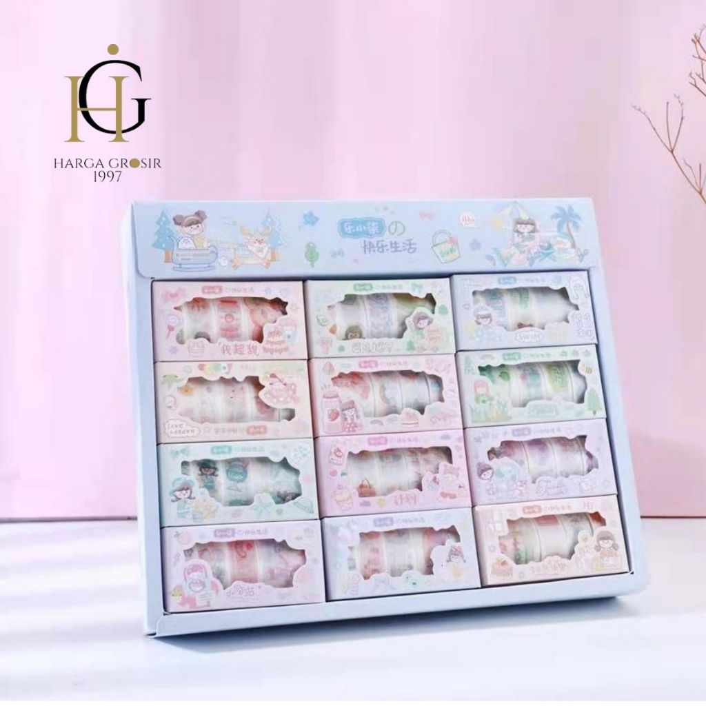 

Washi tape 1 Set isi 5 solatip sticker 5 roll set YD-5RMS Alat tulis solatip cute jurnal
