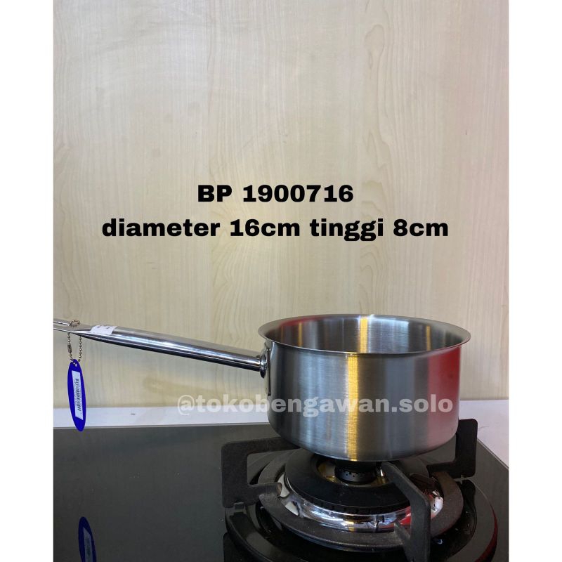 BIMA CHEFS Shallow Sauce Pan 16x8cm Stainless BP 1900716 Series SUS 304