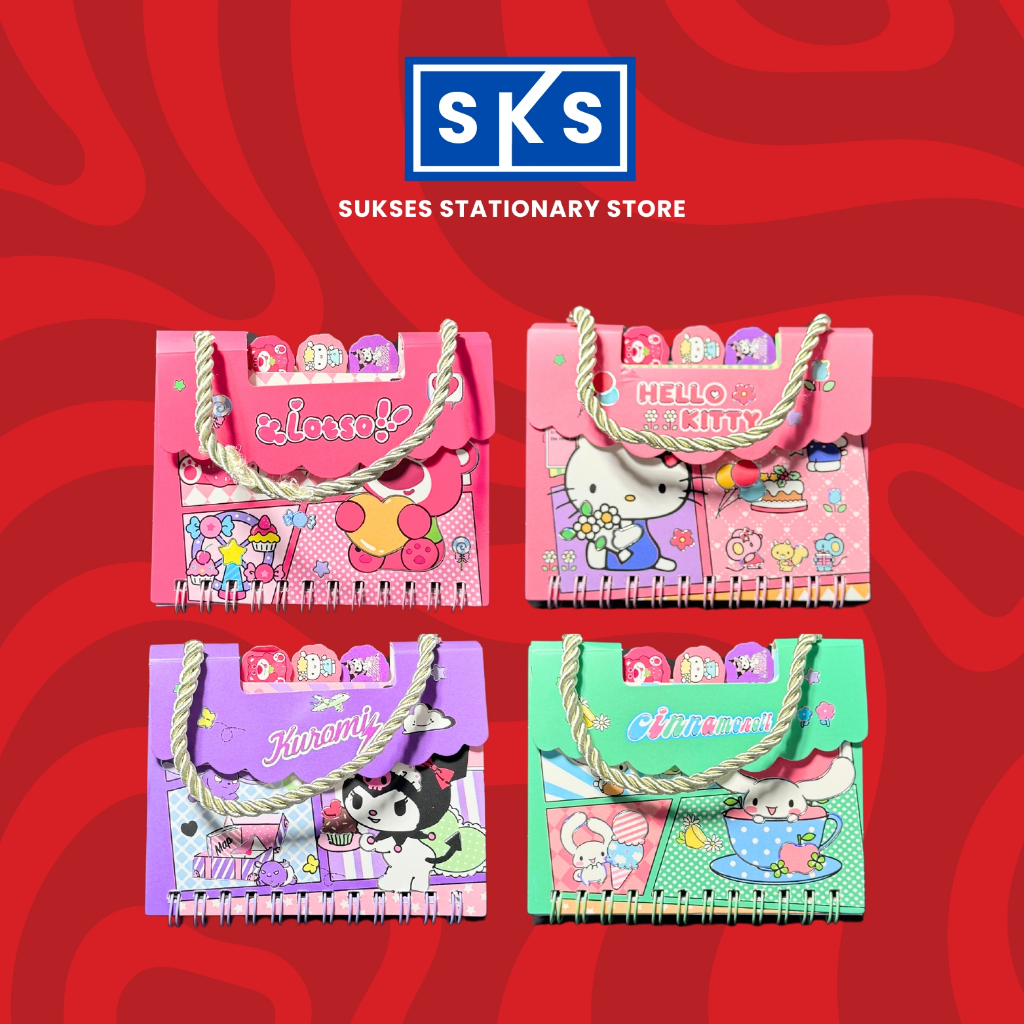 

Notebook Tas Spiral A7 Sekat Velcro Character Mix Buku Catatan Tulis Buku Notes Kecil Lucu