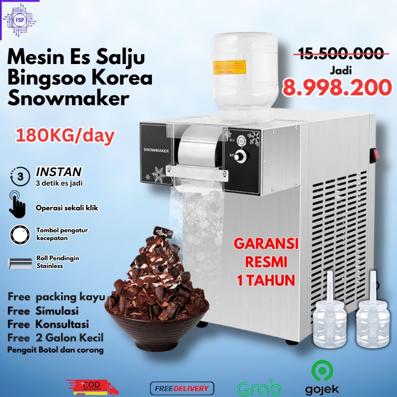 Mesin Es Bingsoo Korea 180kg/24jam Bingsu Snow Ice Machine Mesin Es Salju Es Serut Es Krim