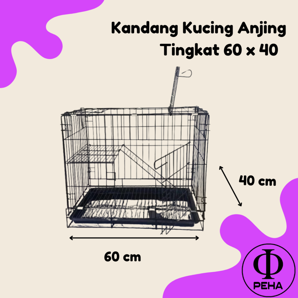 Kandang Anjing Kandang Kucing Kandang Kelinci 60x40x50 cm Pet Cage Besi