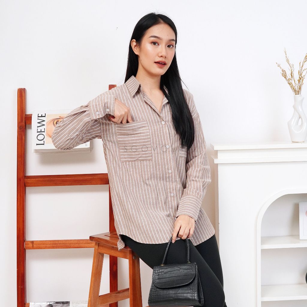 AMORA SHIRT ( KEMEJA WANITA ) Atasan wanita Kemeja wanita lengan panjang Jumbo (Kemeja wanita motif 