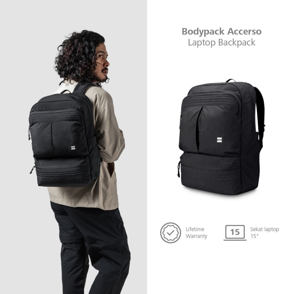 Bodypack Accerso Laptop Backpack Tas Punggung - Hitam