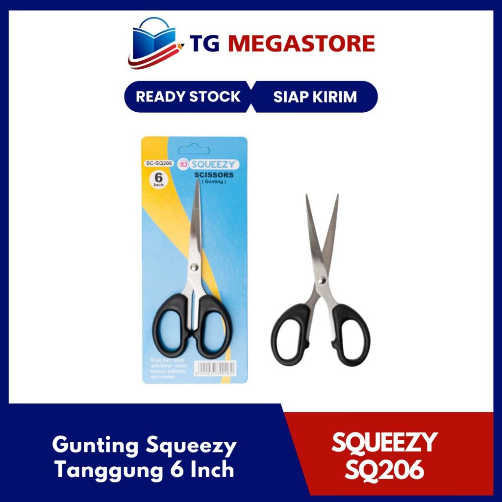 

Scissors/ Gunting Sedang 6 Inch Squeezy SC-SQ206