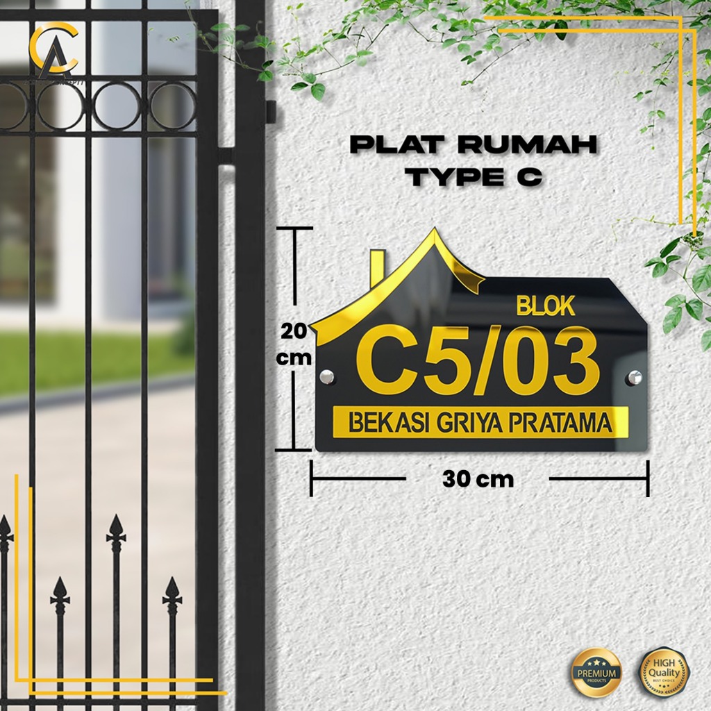 Plat Rumah Custom / Plat Nomor Rumah Akrilik / Plat Nomor Akrilik/ Plat Nomor Minimalis / Plat Rumah