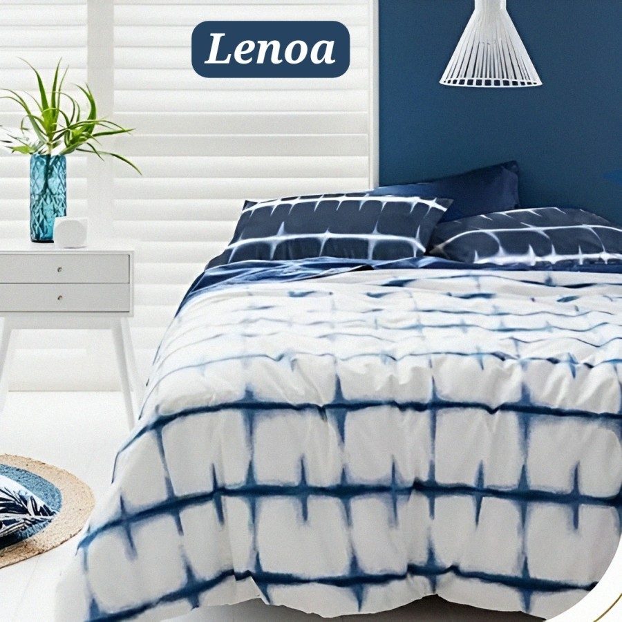 Bedcover Saja Tanpa Sprei Katun Motif Minimalis Lenoa | Selimut Pria Wanita | Bed Cover Adem Dingin