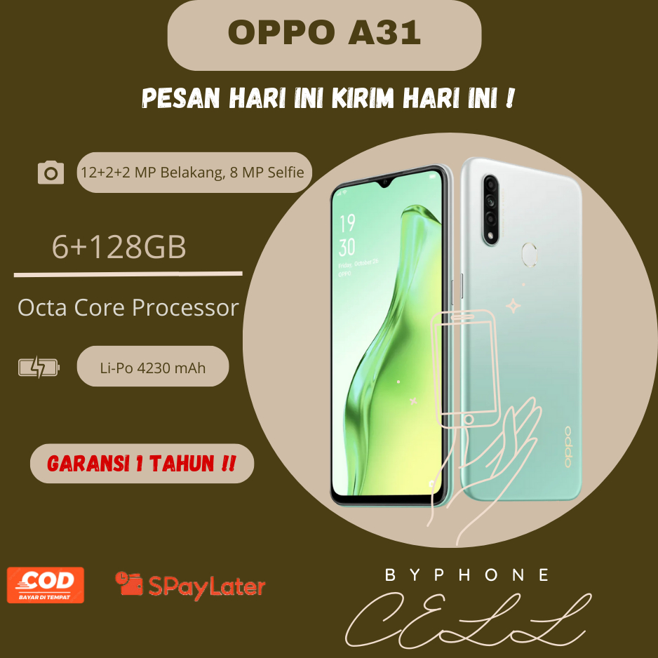 OPPO A31 RAM 8/256 GB DAN RAM 6/128 GB FULSET BERGARANSI TERMURAH