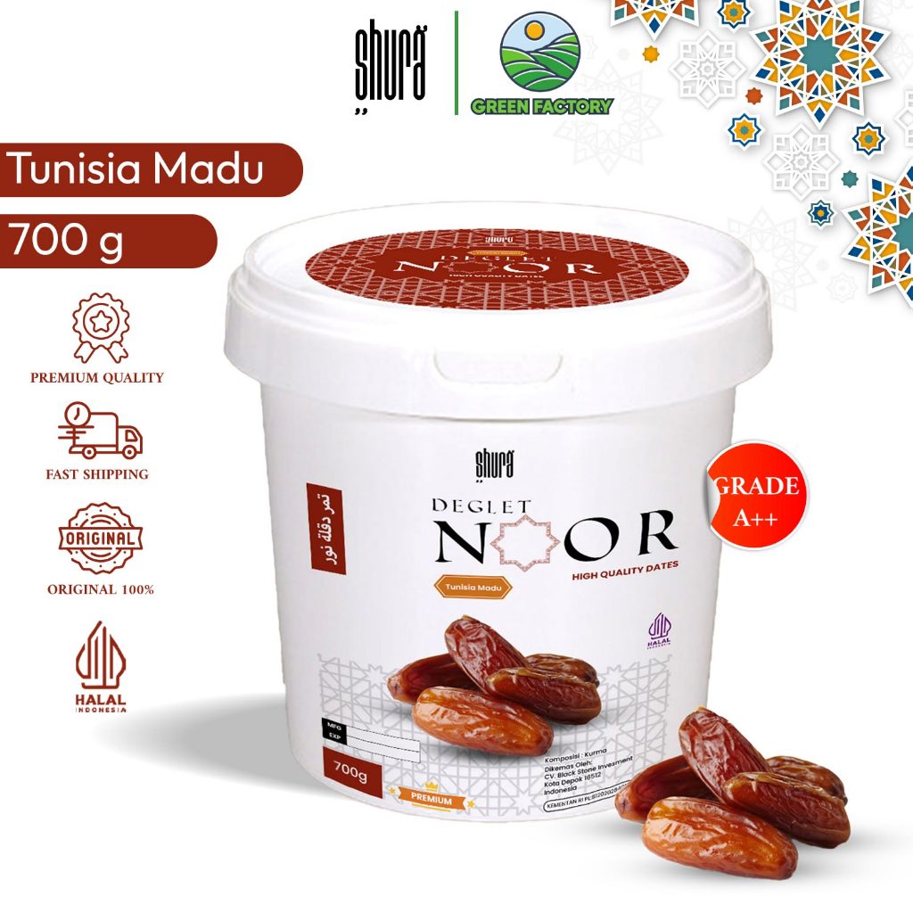 

Shura Kurma Tunisia Madu Deglet Noor Honey Ember Premium Original High Quality