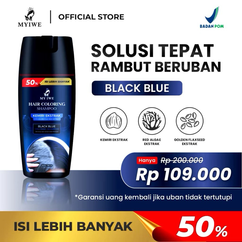 MY IWE BLACK BLUE SHAMPO PENGHILANG UBAN - MY IWE HAIR Coloring Shampoo