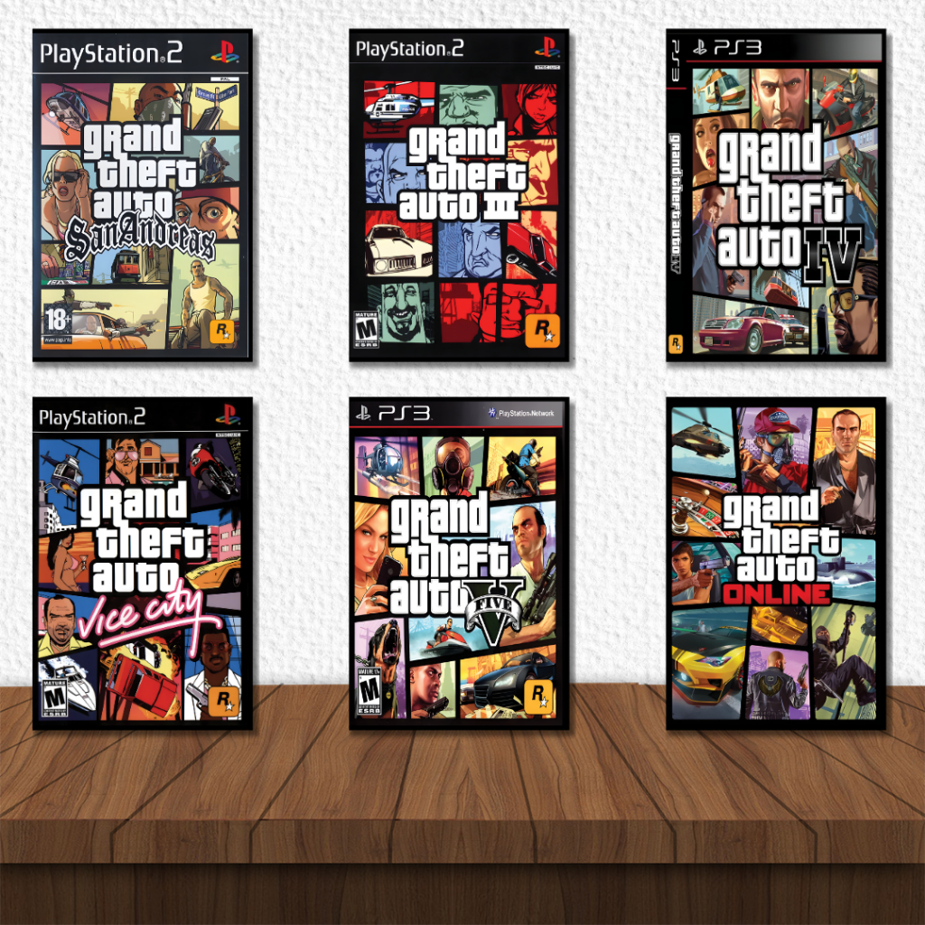 Poster Rental PS GTA Hiasan dinding Gamers Gaming game zone wall decor pajangan kamar kayu