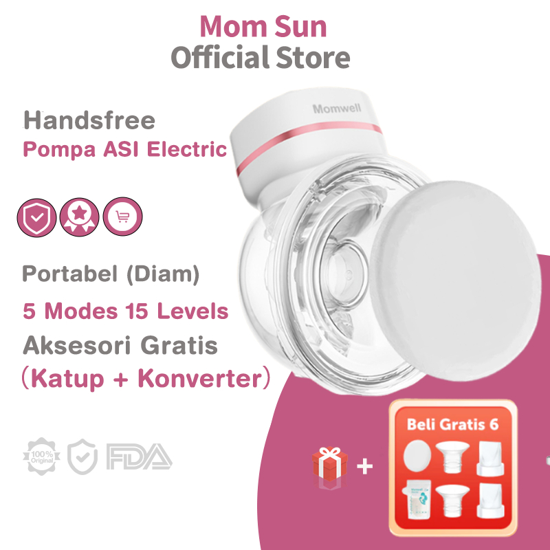 Mom Sun Pompa ASI Electric Handsfree 5 Modes 15 Levels/Free 10PCS Kantong ASI/Pumping Asi Electric