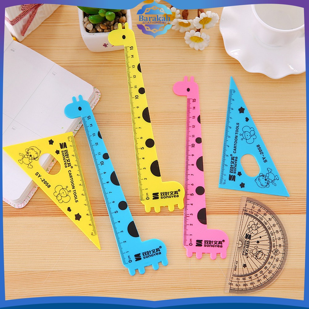

Penggaris Matematika Plastik 15cm Set Isi 4 Alat Tulis Sekolah Karakter Motif Jerapah / Set Pengaris Garisan 15cm / Ruler Set Barakah Stationery A66