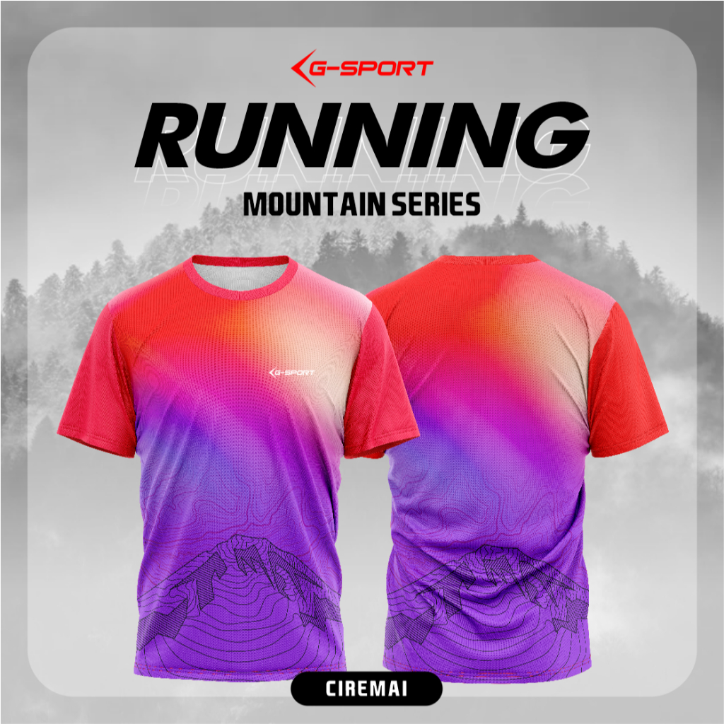 GSPORT RUNNING MOUNTAIN 6 CIREMAI  premium kaos pendaki jersey gunung premium dry fit adem