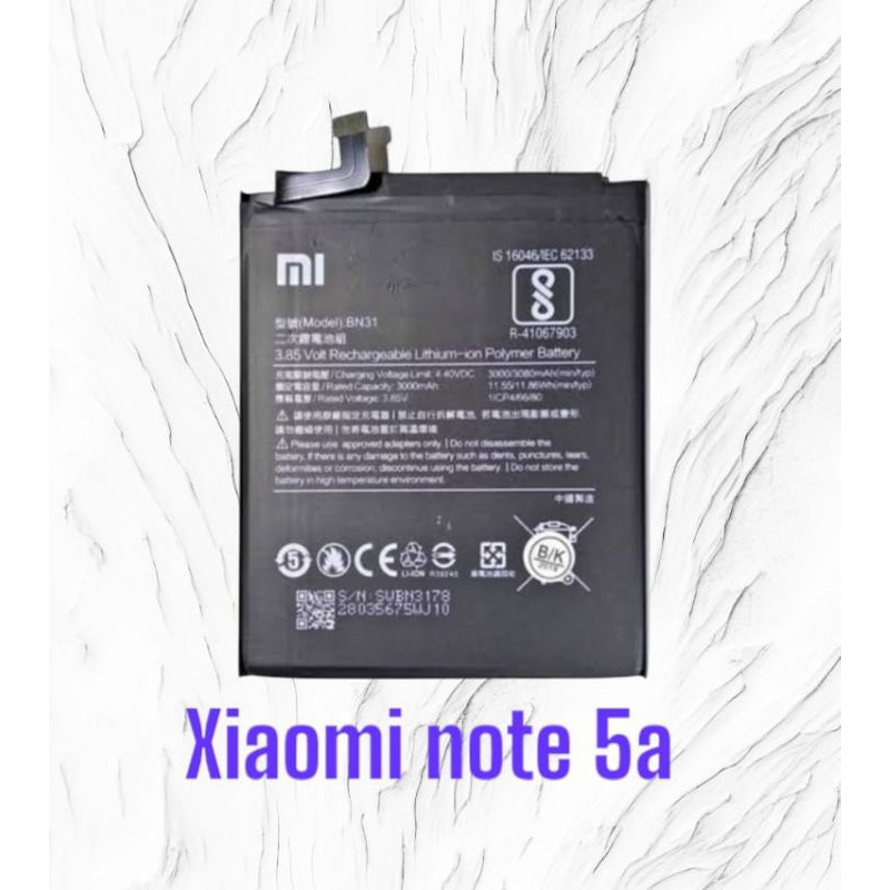 BATRE/BATERAI XIAOMI NOTE 5A/MI.5X/MI.A1/S2 MODEL BN31 ORIGINAL copotan