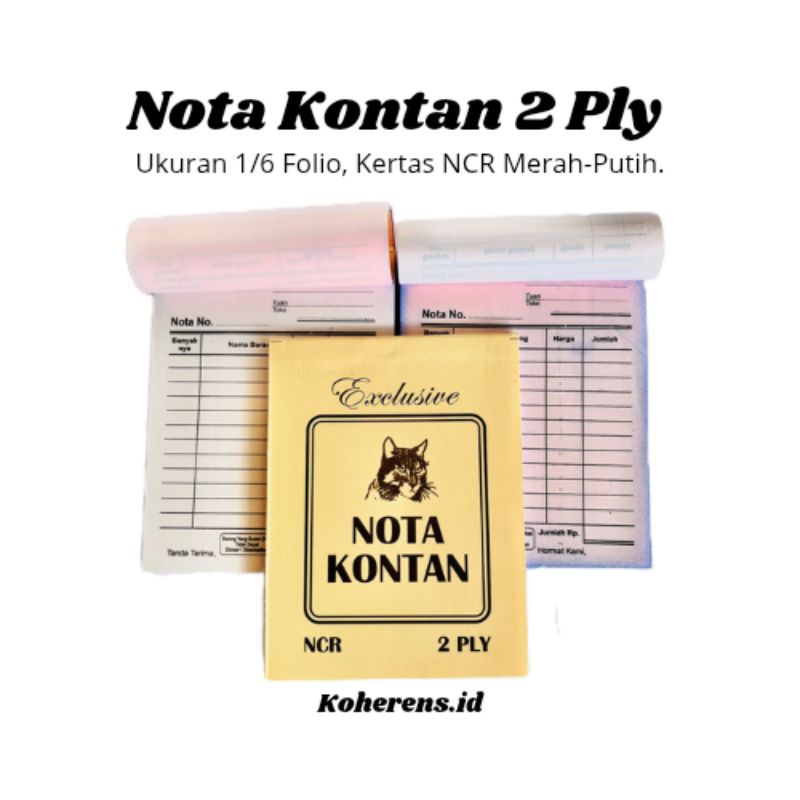 

Nota 2 Ply Kecil Murah Ukuran 13,5cmx10cm 1/6 Folio NCR Dijamin Tembus Nota Londry Murah