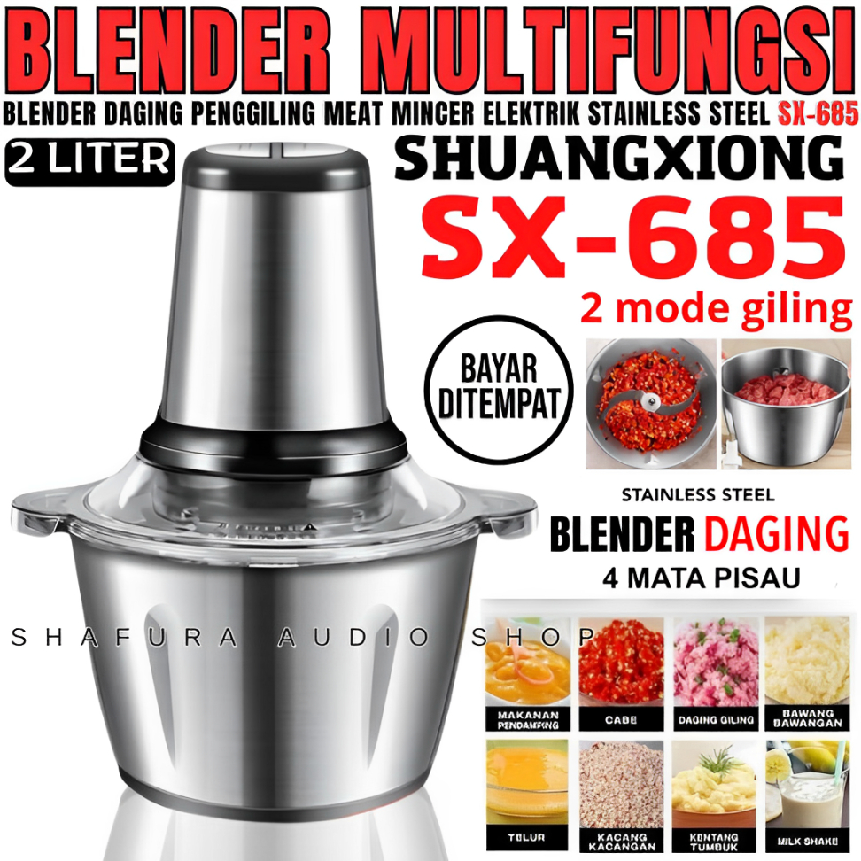 Blender Portable Sx-685 Multifungsi | Blender Daging Penggiling Meat Mincer Elektrik Stainless Steel