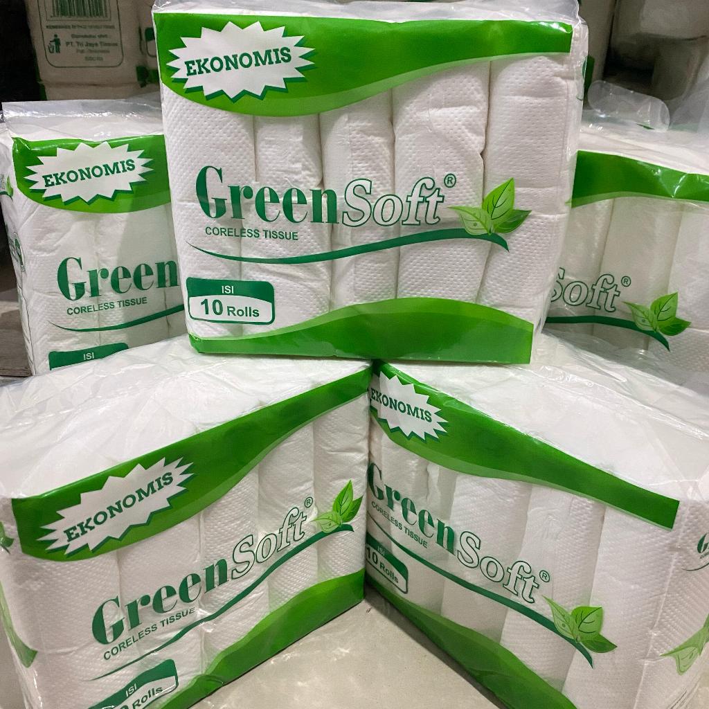 Tisu Gulung/Tissue roll toilet Green Soft coreless Tissuee/Green Soft Coreless Ekonomis Isi 10 rolls