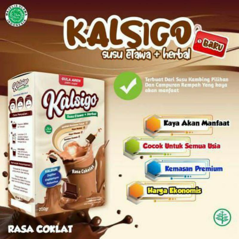 

Kalsigo Susu Kambing Plus Herbal Rasa Coklat 200 Gram