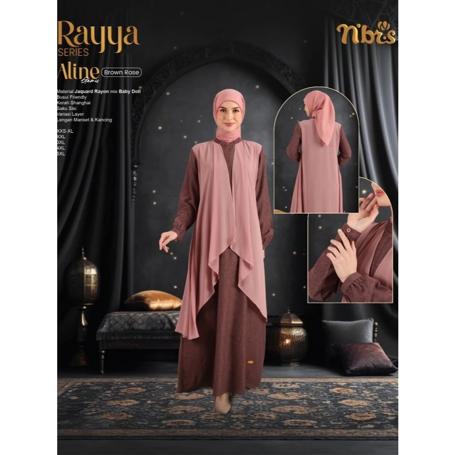 Nibras Rayya Baju Couple Keluarga Aline Brown Rose Nibras Baju Couple Pasangan Fashion Muslim