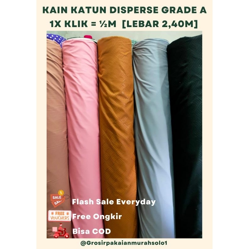 GROSIR KAIN KATUN DISPERSE POLIMIKRO  GRADE A KAIN SPREI MOTIF POLOS DAN EMBOS I MUKENA HIJAB GAMIS
