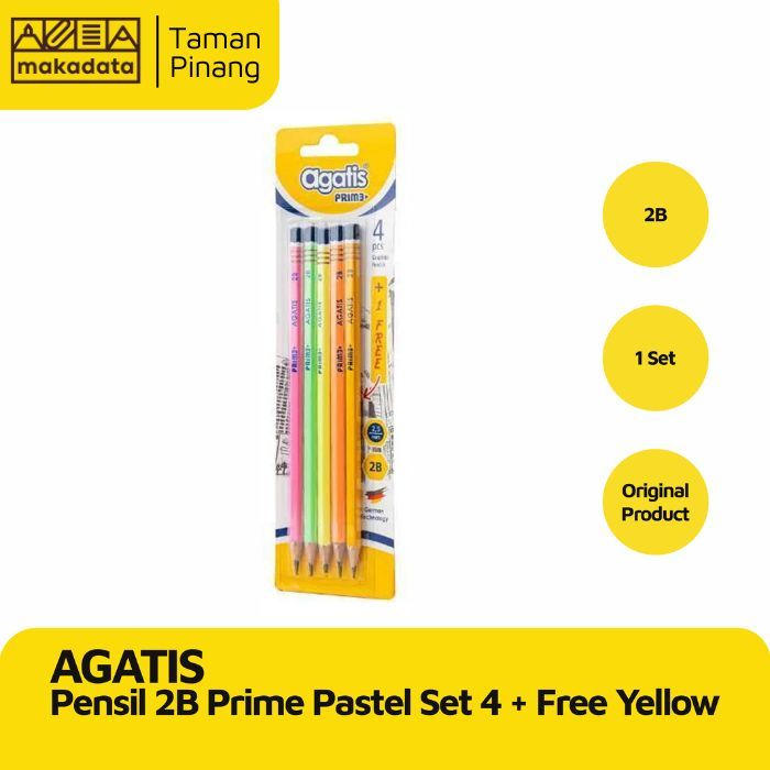 

AGATIS PENCIL / PENSIL 2B PRIME PASTEL AGATIS SET 4 + FREE YELLOW (1 SET)