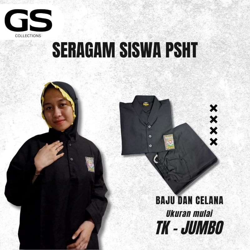 Seragam/ Sakral lengkap latihan siswa PSHT  model koko ukuran anak" sampai Jumbo