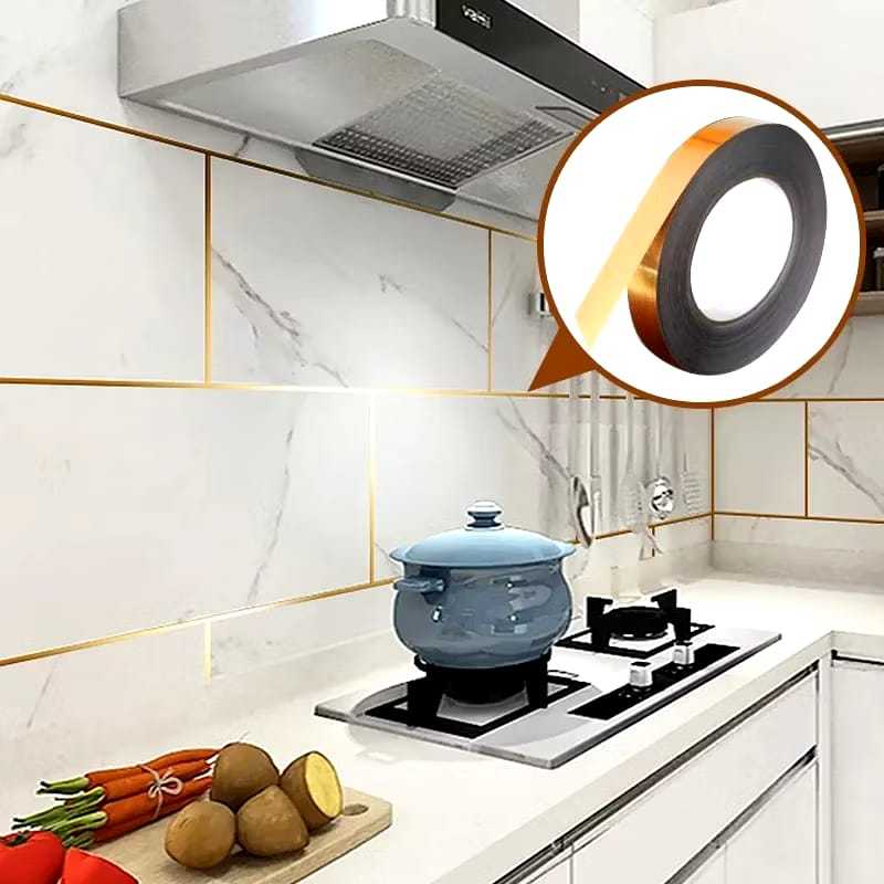 STIKER LIST GOLD , SILVER HIASAN MOLDING DINDING DAN PEMBATAS NAT KERAMIK [50 METER]