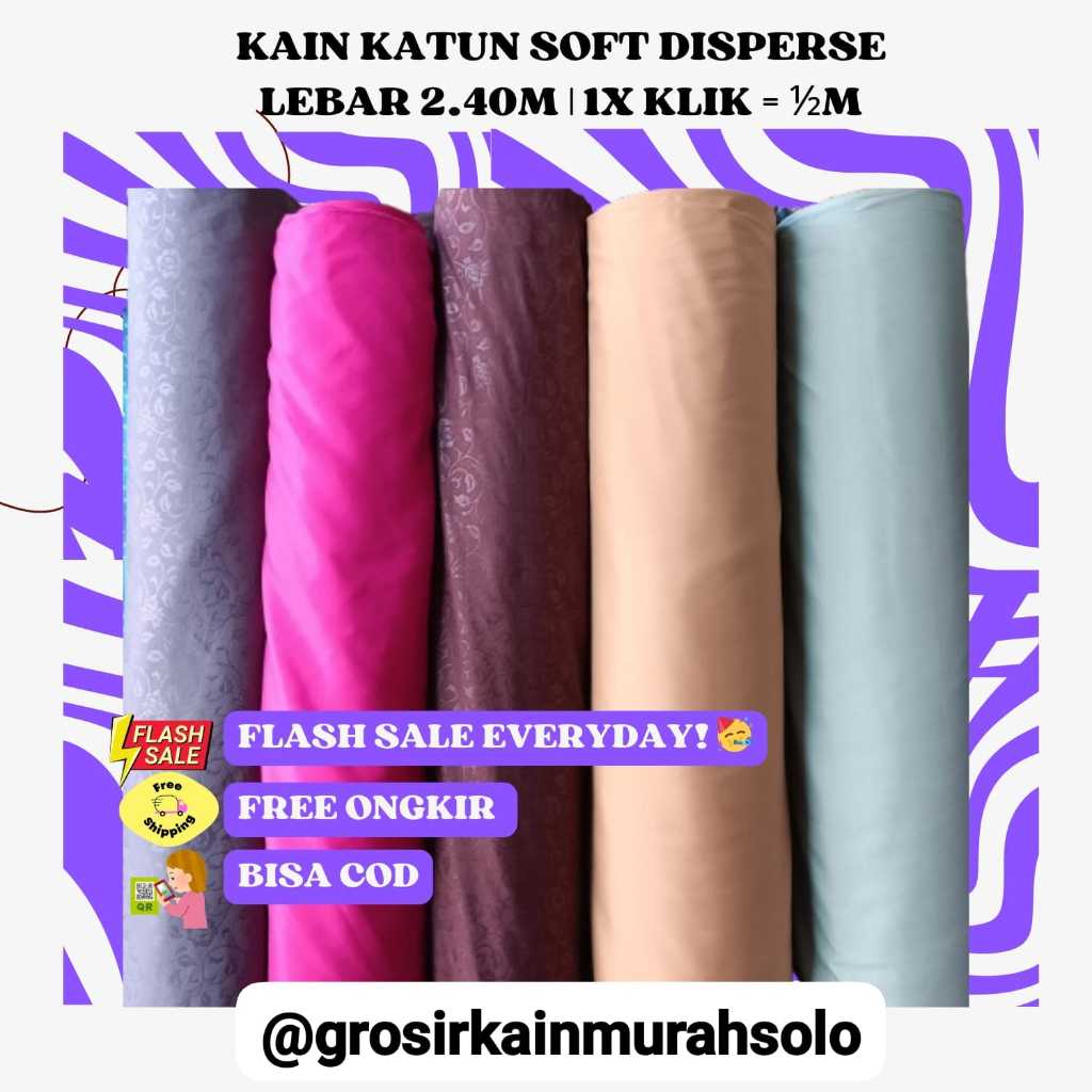[POLOS & EMBOS] 50cm Kain Katun Disperse import lokal Grade A kain sprei