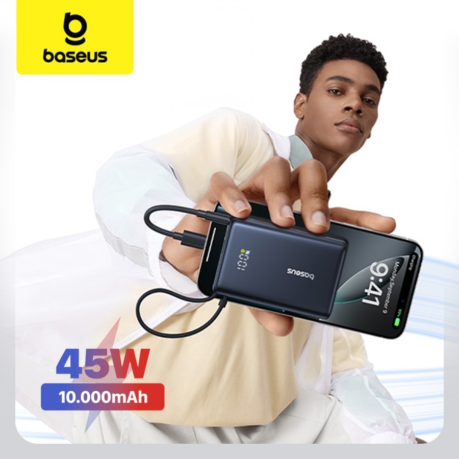 BASEUS PICOGO DIGITAL DISPLAY POWER BANK 10000MAH FAST CHARGING 45W - Hitam