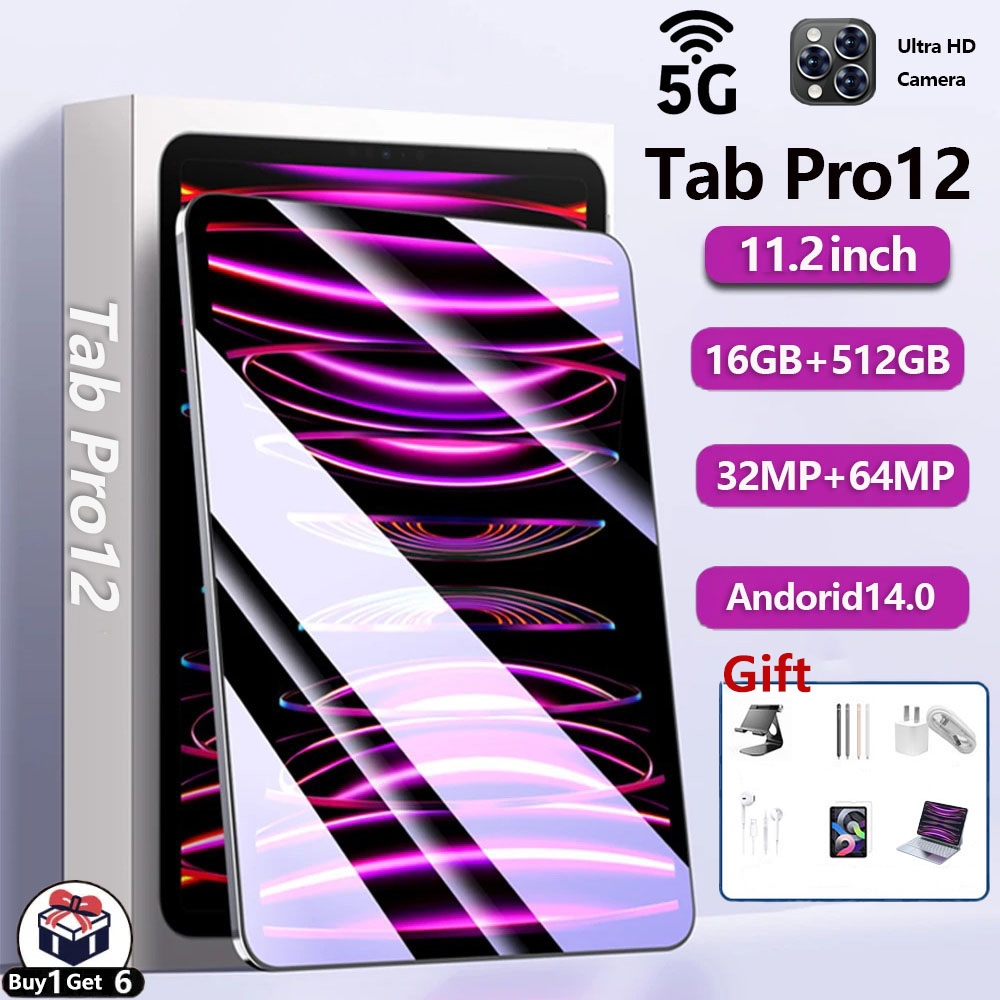 2025 Asli Baru Tab Pro 12 Tablet Android 11.6 Inci 5G Tablet PC 16/512GB Cuci Gudang Promo trade Tab