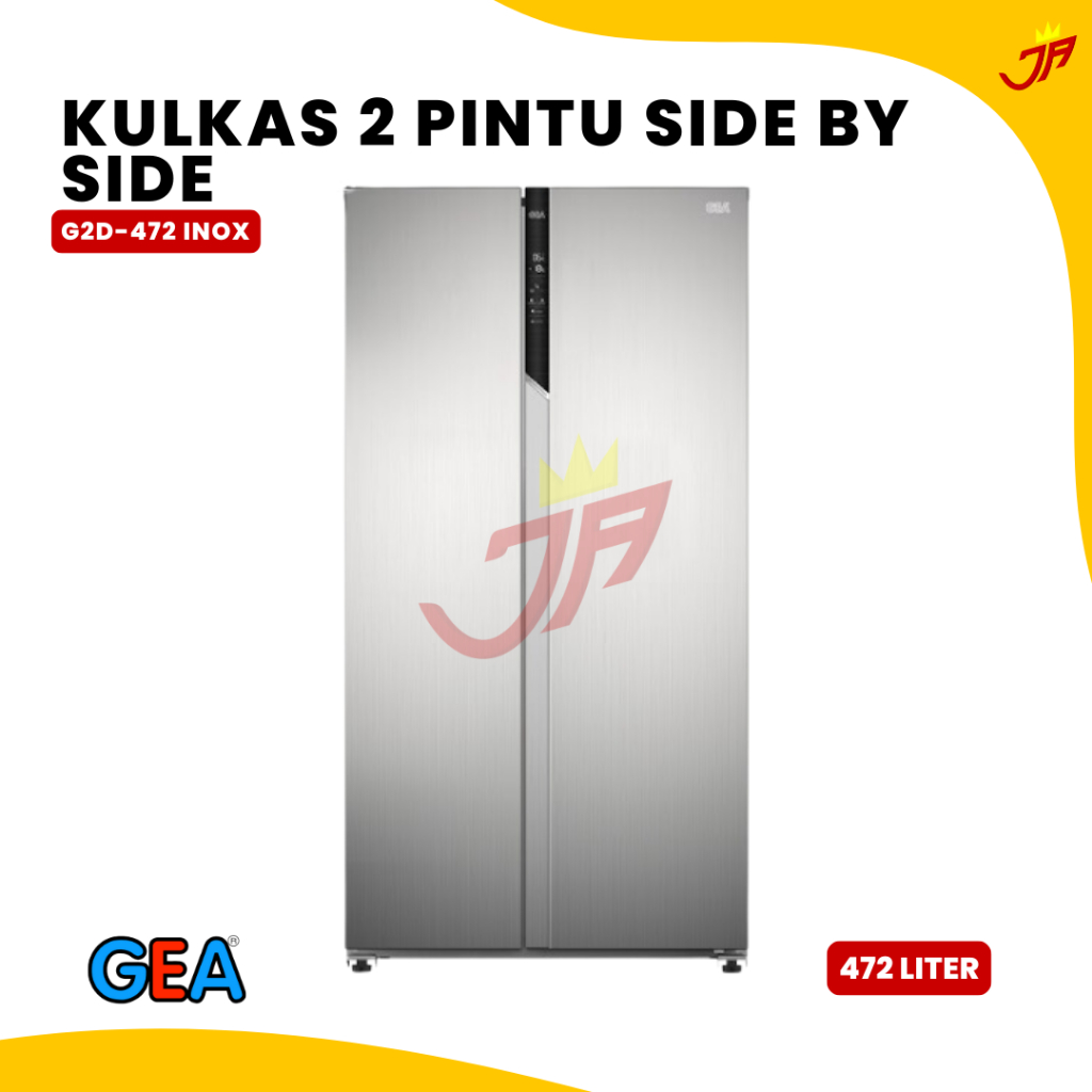 GEA Kulkas G2D-472/Kulkas Side By Side 2 Pintu Gea G2D 472 Inox/Kulkas Rumah Tangga 2 Pintu Gea G2D 