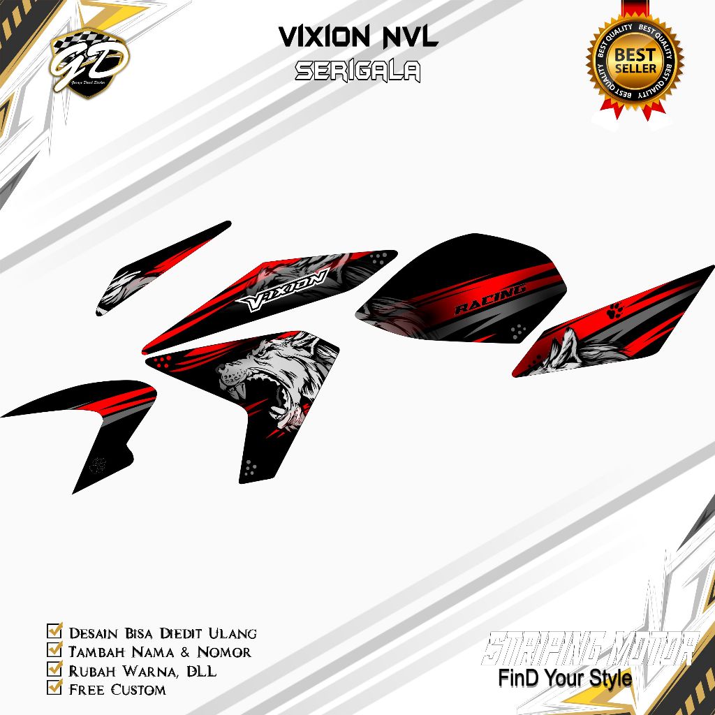 Striping Vixion NVL - Stiker Striping Motor Vixion NVL 2013-2015 Serigala