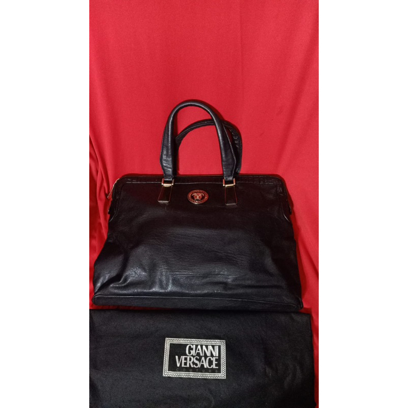 Gianni Versace Tas Tangan Kulit Hitam