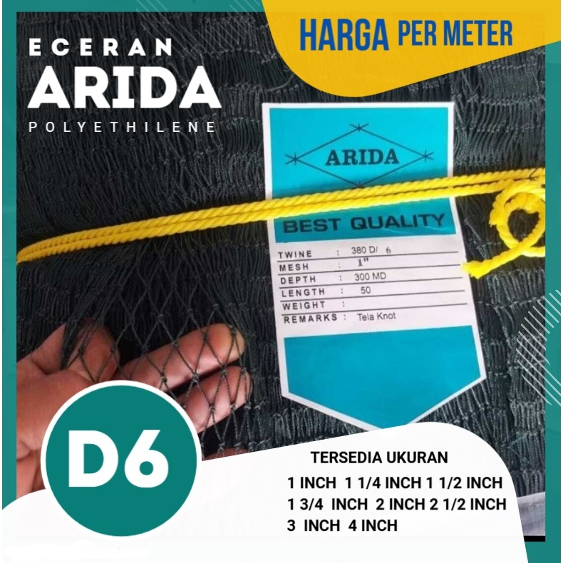 Jaring Trol Trawl PE ARIDA ECERAN HARGA PER METER D6 300MD