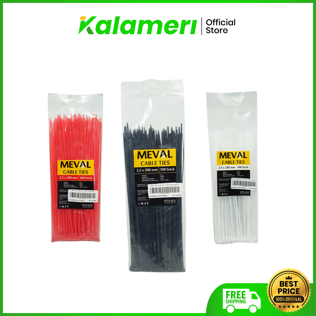 

KALAMERI - Meval Cabel Ties 2,5 x 200mm Isi 100 PCS 3 Warna