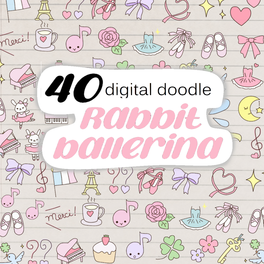 

No 34 - 40 digital doodle serries rabbit ballerina - png download file