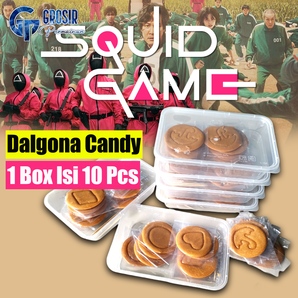 

Dalgona Candy Squid Game Permen Bulat Viral 1 Box Isi 10 Pcs