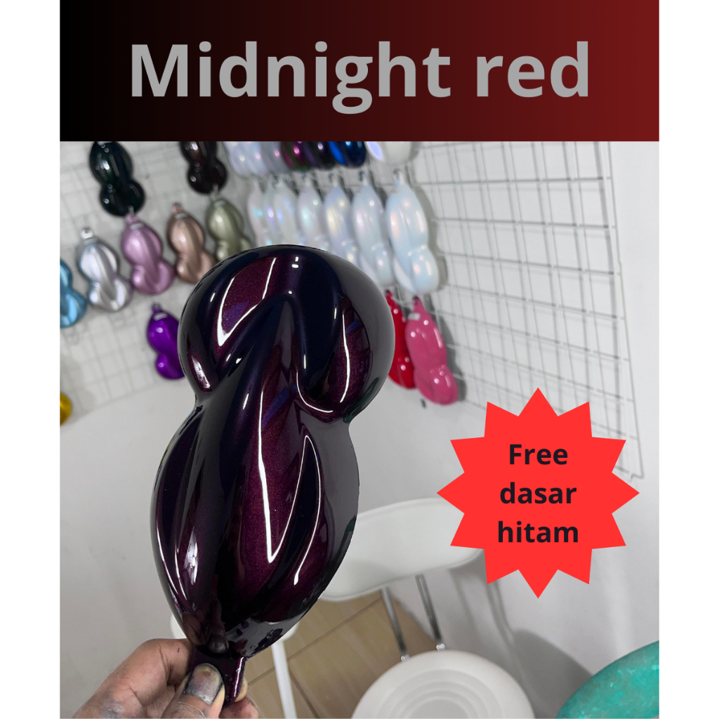 Cat midnight red bahan PU 250ml free dasar hitam pu 250ml