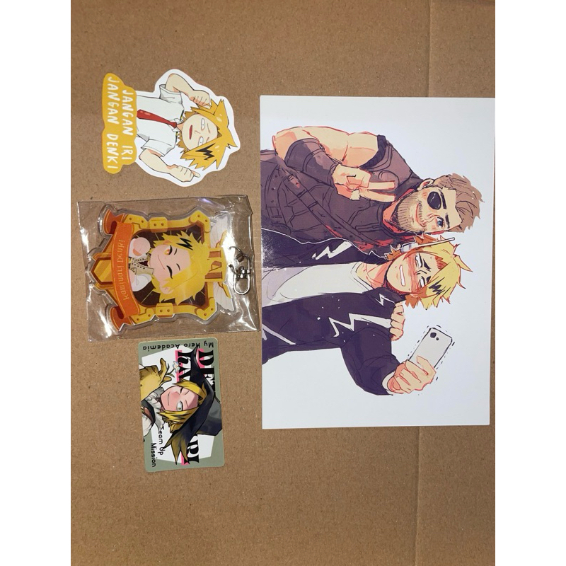 postcard kaminari keychain denki stiker mha keychain bnha gantungan kunci my hero academia