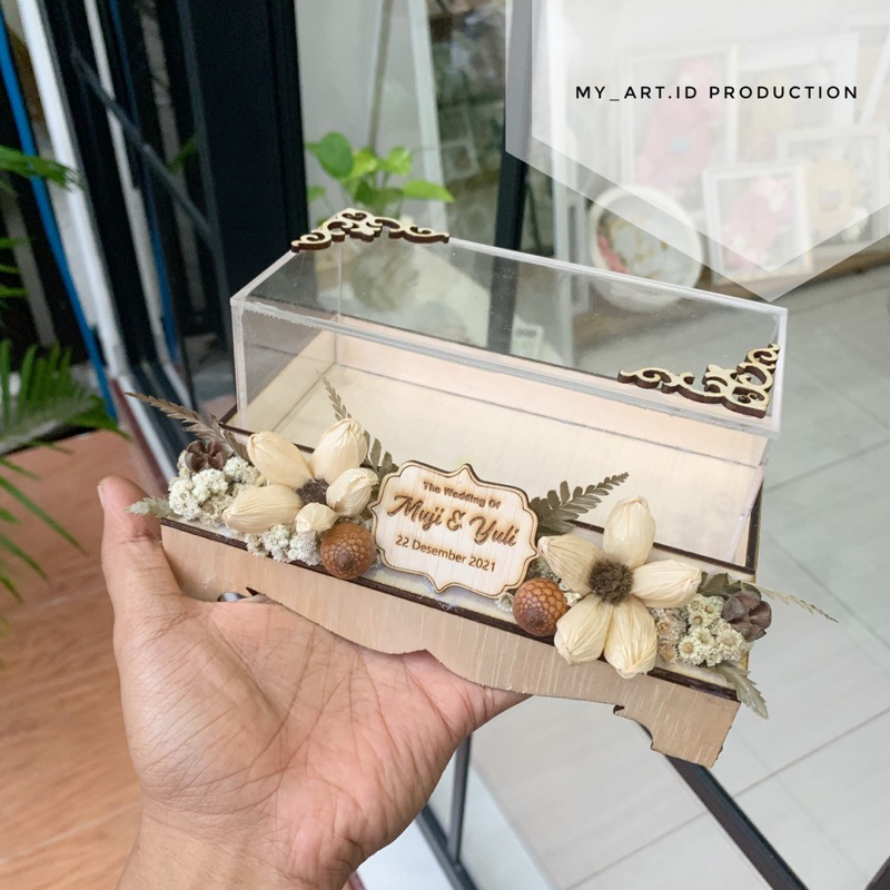 Kotak Uang Mahar Akrilik Rustic Mahar Uang asli Kotak Mahar