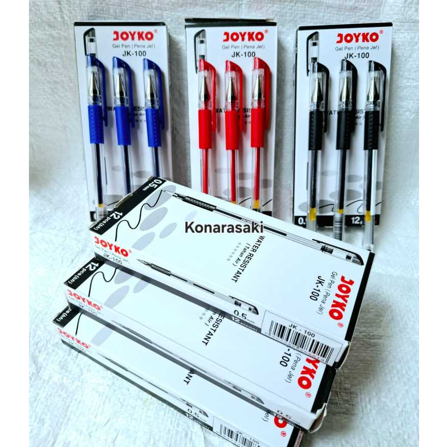 

(Encer 6 pcs) Gel Pen/Pulpen Gel Joyko JK 100 hitam-merah-biru