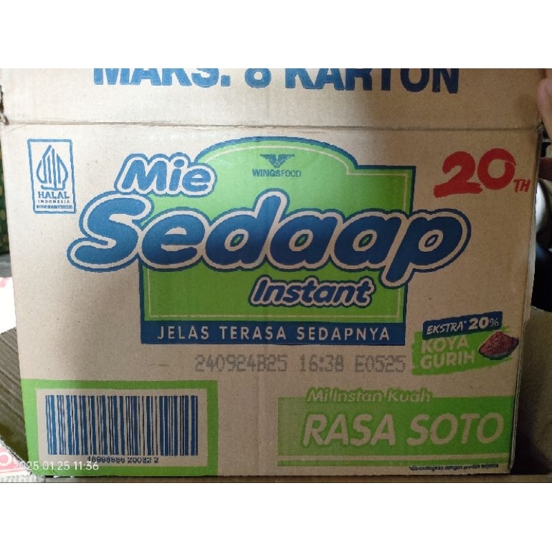 

Mie Sedaap kuah soto 1 dus (40bks)