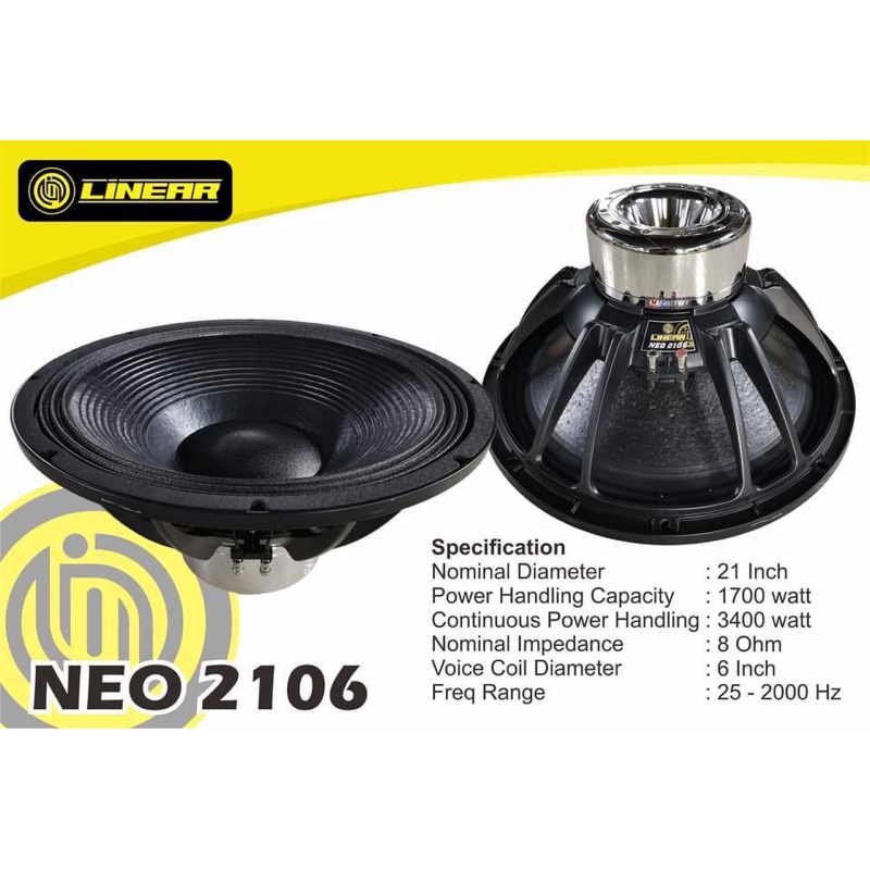 Speaker subwoofer 21 inch linear linier neo 2106 original