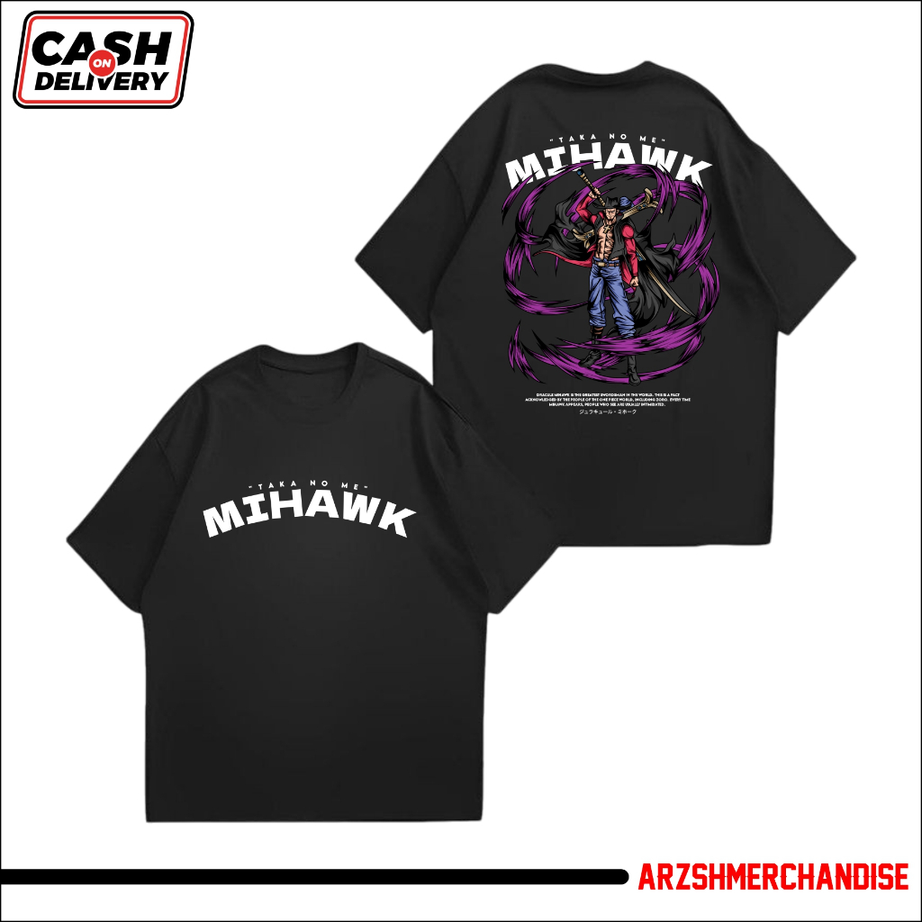 Kaos Anime One Piece Taka No Me Mihawk Kaos DIstro Anime Kaos One Piece Kaos Cotton Combed 30s Kaos 
