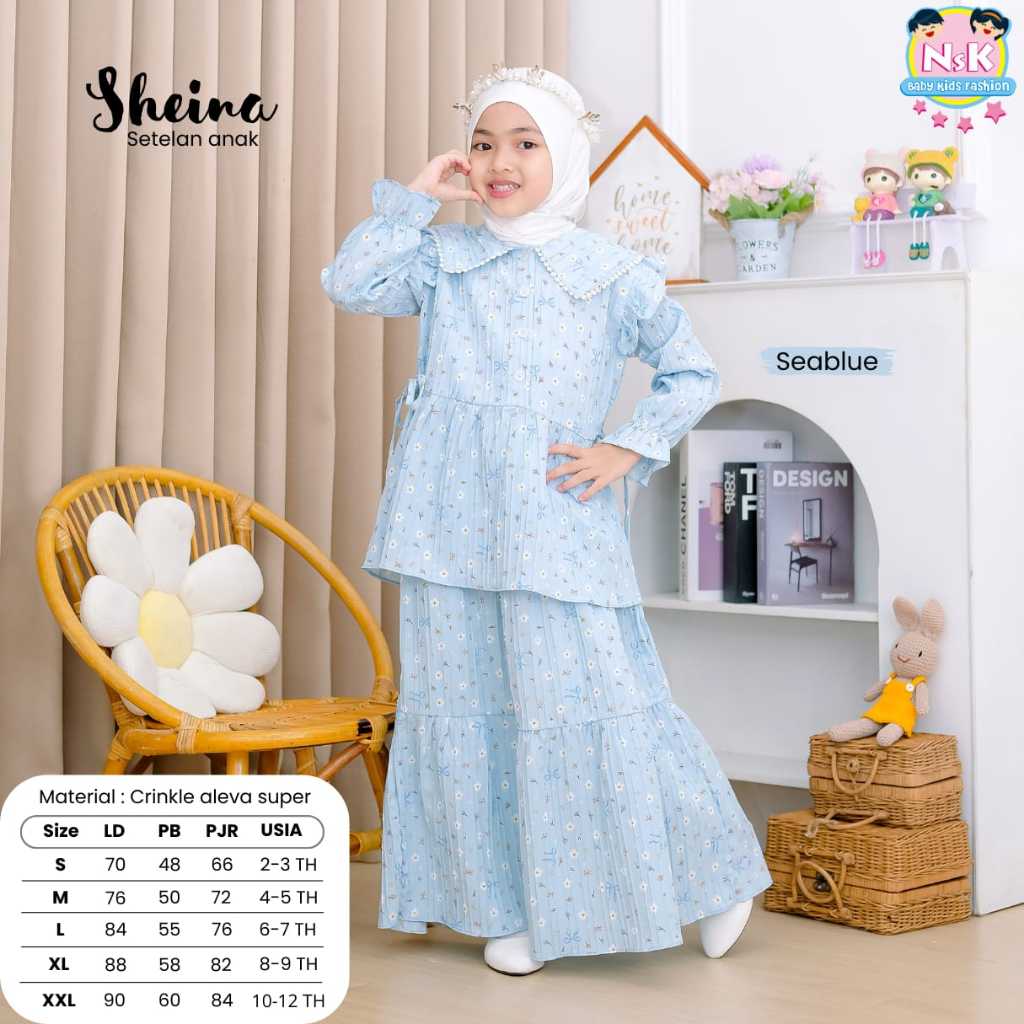 Shopakids Lyona Zaskia Kaira Sheina Chelsea Set Kids Setelan Atasan & Rok Bahan Crinckle Anak Peremp