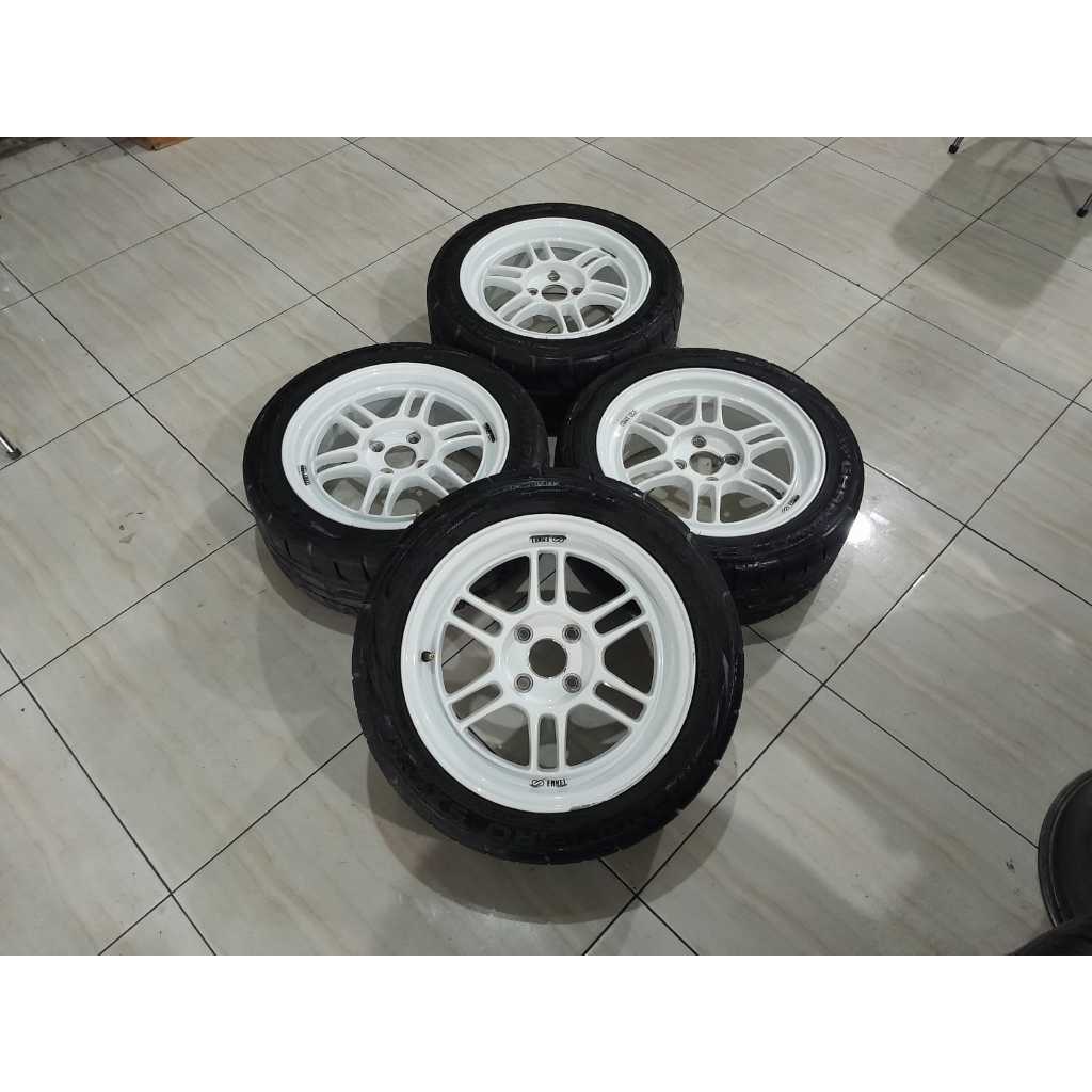 Velg Racing Bekas RPF R15 Pcd 4x100 Plus Ban Semi Slick 195/50 Ring 15 Agya Brio Calya Sigra Ayla