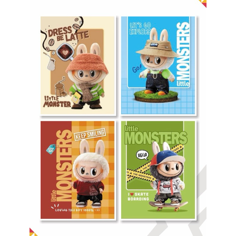 

{10 pcs} Buku Tulis Sekolah Anak X-Book Kwarto/Kecil Little Monster/Labubuu Isi 38 Lembar