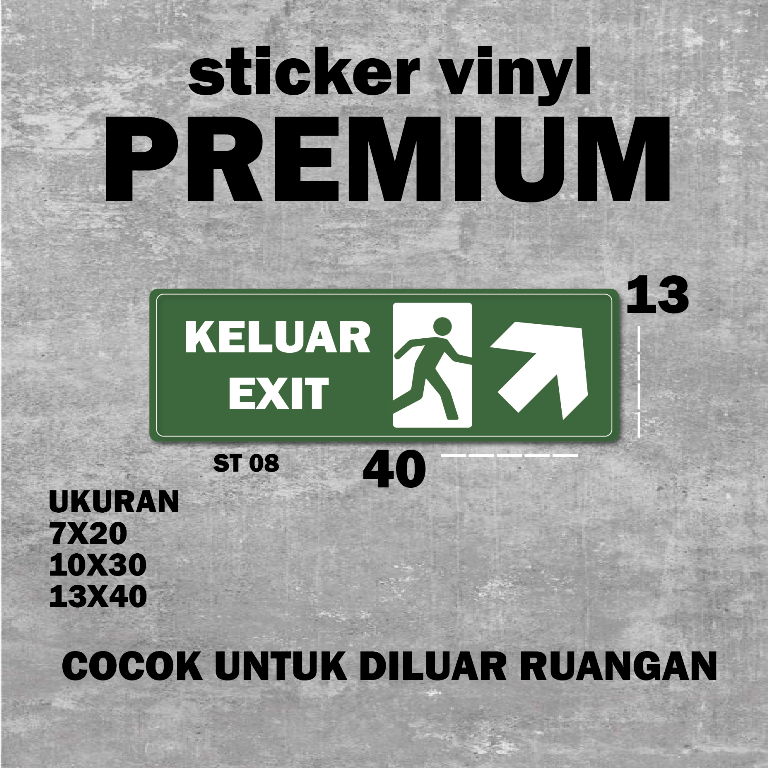 

PDFtek - Stiker Vynil PREMIUM Jalur Exit Dan Keluar Arah Serong Kanan Atas Sticker Petunjuk Arah Jalur Keluar Exit